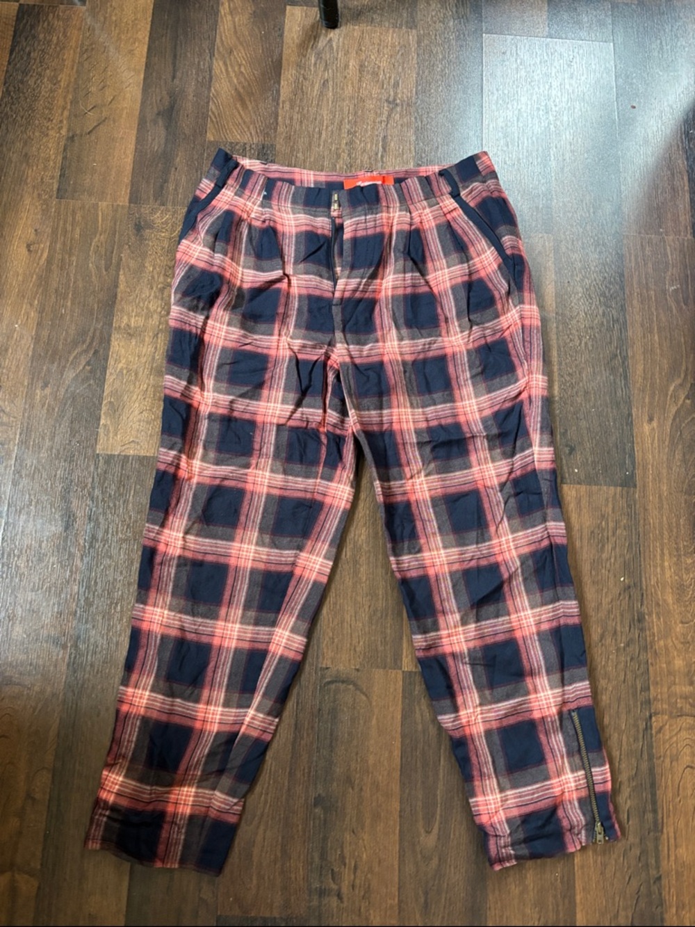 Anthropologie Cartonnier Pink and Purple Plaid Trousers